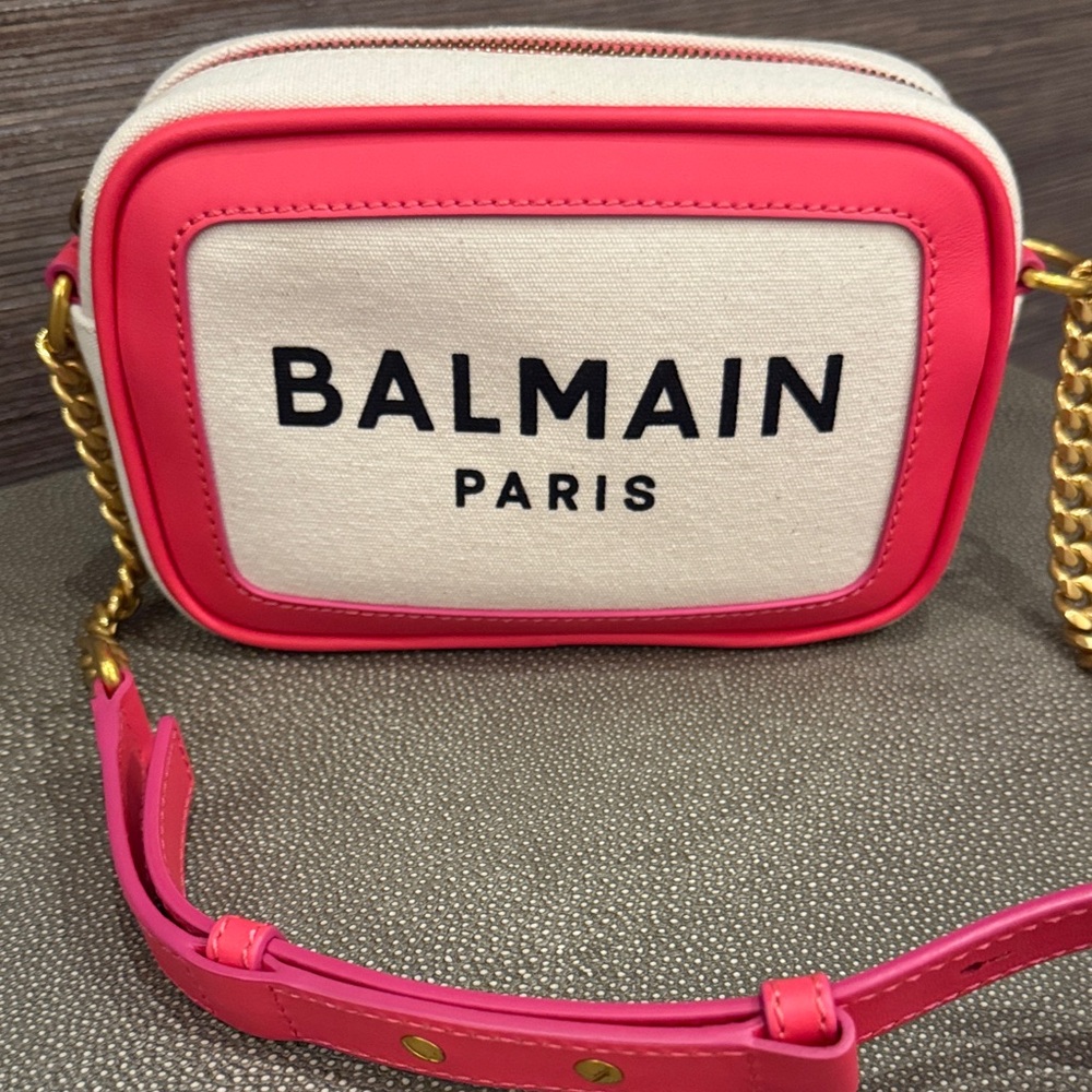 Balmain Pink and Cream Crossbody Bag